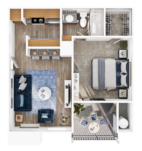 a 3d drawing of the floor plan of a bedroom